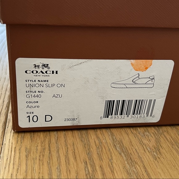 Coach Men’s Union Slip On Sneakers Azure Blue Leather Limited w/ Box - Size 10 - Picture 13 of 14